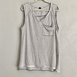We the Free Striped Linen Blend Knit Sleeveless Tunic Oversized Top Size Medium